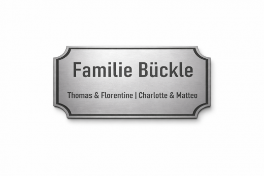 Kunststoffschild Metalloptik gebürstet mit Wunschgravur Haustür, Tür, Briefkasten, Klingelschild