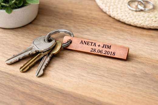 Upcycling Schlüsselanhänger aus Kupfer mit Ihrem Wunschtext