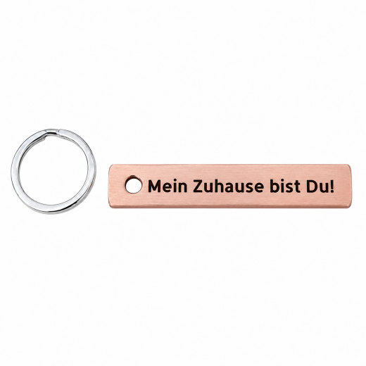 Schlüsselanhänger aus massivem Upcycling-Kupfer mit individueller Lasergravur. Nachhaltiges Unikat mit industriellem Design – ideal als persönliches Geschenk.