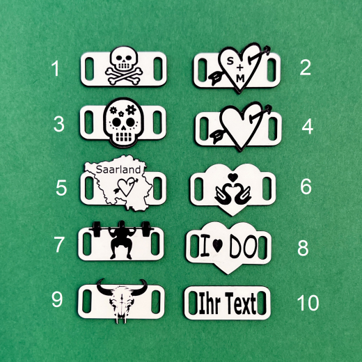 Schnürsenkel Tags, Schuh Tags personalisiert mit Motiv, große Farbauswahl