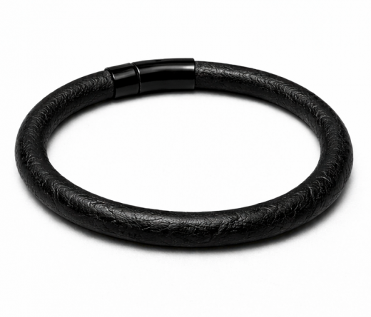 Schwarzes Lederarmband mit Edelstahl Bajonett-Verschluss – individuell gefertigt