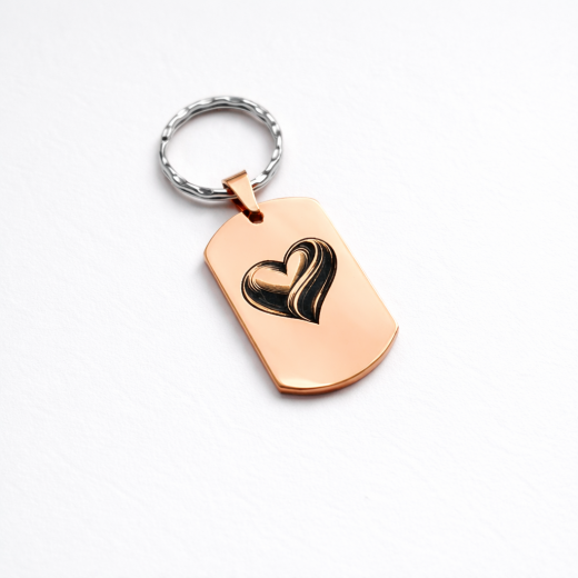 Personalisierter Edelstahl Schlüsselanhänger mit Herz – Silber, Gold oder Rosé