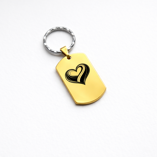 Personalisierter Edelstahl Schlüsselanhänger mit Herz – Silber, Gold oder Rosé