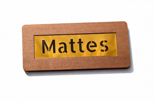 Furnierholz Namensschild mit Spiegelglas-Inlay – personalisiert