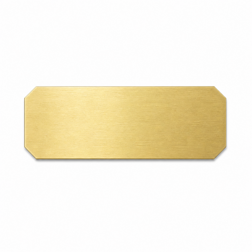Messingschild mit individueller Gravur. Hochwertige goldfarbene Metalloptik, individuelle Maße bis 80 x 50 mm möglich und ideal für dekorative sowie repräsentative Beschilderungen.