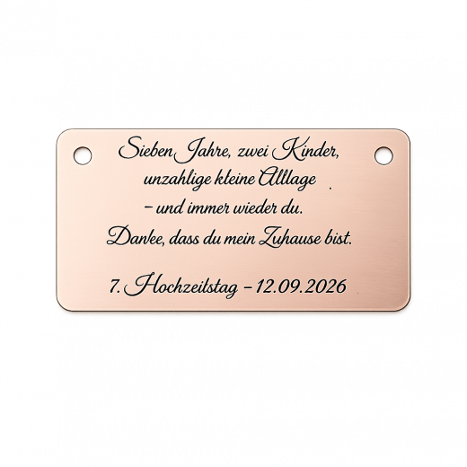 Kupferschild mit Gravur und Wunschtext