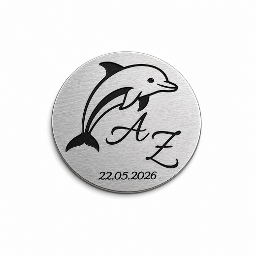 Metall-Pin rund Ø 23 mm mit Gravur – Motiv wählbar – Messing, Kupfer oder Edelstahl gebürstet
