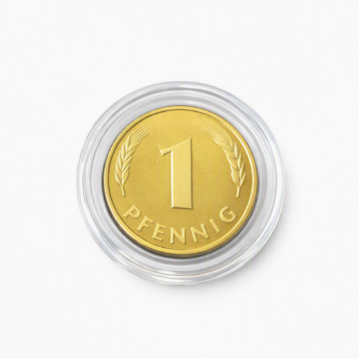 Echter deutscher 1-Pfennig, 24 Karat vergoldet mit persönlicher Gravur auf der Rückseite