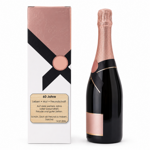 Hinweis: Die abgebildete Champagnerflasche und der Karton dienen ausschließlich der Dekoration und gehören nicht zum Lieferumfang.