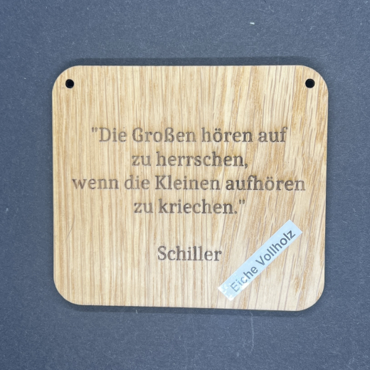 Vollholz Schild graviert