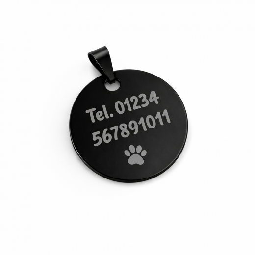 Personalisierter Tieranhänger, Tiermarke – Schwarz, eloxiertes Aluminium