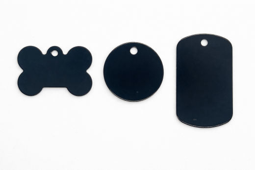 Personalisierter Tieranhänger, Tiermarke – Schwarz, eloxiertes Aluminium