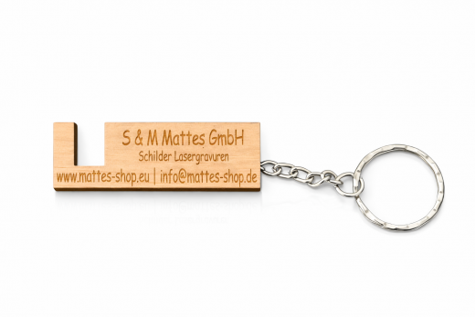 Handyhalter Vollholz mit Schlüsselanhänger personalisiert