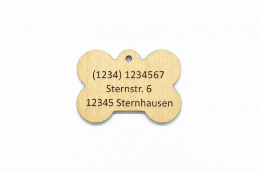 Hundemarke Knochen Klein aus Holz