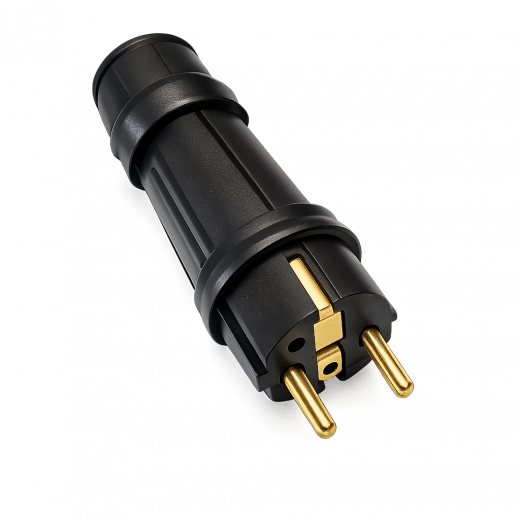 Schutzkontaktstecker / Netzstecker 24 Karat vergoldet 16A / 250 V