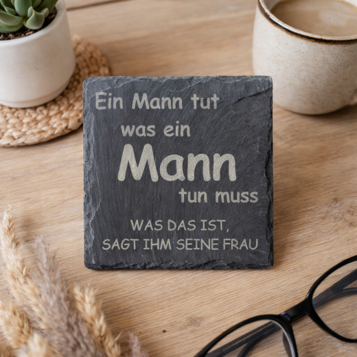 Naturschiefer Untersetzer - personalisierbar mit Wunschtext / Motiv