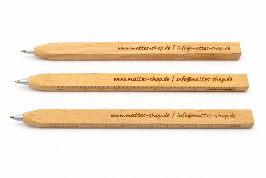 Quadratischer Holzkugelschreiber mit Lineal – personalisiert