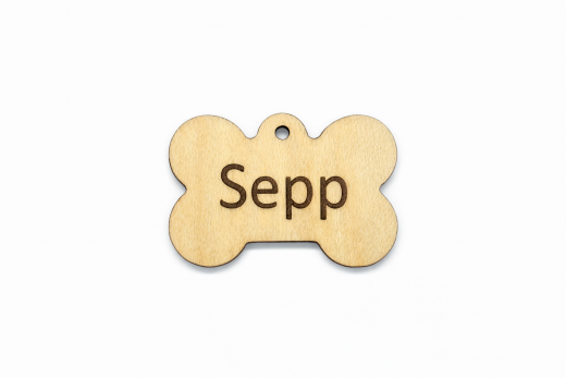 Hundemarke Knochen aus Holz groß