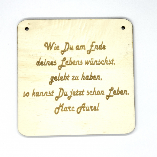 Pappelsperrholz Schild graviert