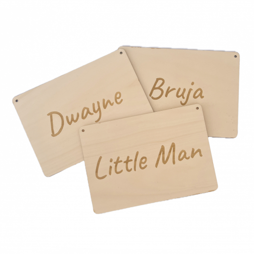 Pappelsperrholz Schild graviert