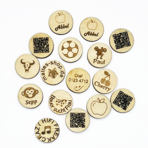 Personalisierter Einkaufswagenchip aus Holz – mit Wunschgravur