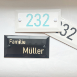 Hausschild, Namensschild, Hausnummer als Wandfliese in Vintage-Optik mit Ihrem Wunschtext graviert