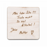 Personalisierter Untersetzer mit echter Handschrift – wahlweise aus Holz oder Kork, individuell graviert