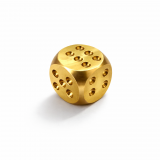 Geschliffener Messingwürfel (ca. 15x15 mm, 24 g) mit individueller Gravur von zwei Initialen.