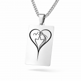 Edelstahl Anhänger Spiegelglanz mit Herzmotiv & Wunschgravur – inkl. 60 cm Kette