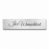 Gebürstetes Edelstahlschild mit individueller Gravur. Individuelle Maße bis 70 x 30 mm sowie feste Schildergrößen wählbar. UV- und witterungsbeständig sowie für den Innen- und Außenbereich geeignet.
