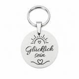Edelstahl-Schlüsselanhänger Glücklich sein mit Wunschgravur