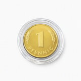 Echter deutscher 1-Pfennig, 24 Karat vergoldet mit persönlicher Gravur auf der Rückseite