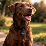 Personalisierter Tieranhänger aus schwarz eloxiertem Aluminium mit individueller Gravur. Leichte, robuste und langlebige Tiermarke eloxiert erhältlich in Knochen-, Rund- oder Dog-Tag-Form. Kontrastreiche, abriebfeste Gravur für Hunde und Katzen.