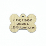 Hundemarke Knochen aus Holz groß