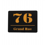 Hausnummernschild Acryl schwarz, Spiegelglas Gold / Silber