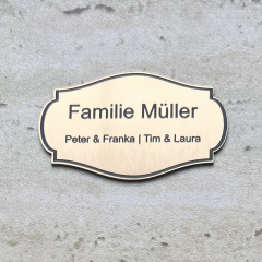 Kunststoffschild Metalloptik gebürstet mit Wunschgravur Haustür, Tür, Briefkasten, Klingelschild