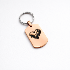 Personalisierter Edelstahl Schlüsselanhänger mit Herz – Silber, Gold oder Rosé