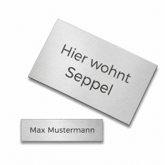 Edelstahlschild gebürstet mit Gravur