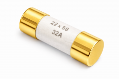 High-End Zylinder-Sicherung 22x58 mm 32A Keramik 24 Karat vergoldet, versilbert oder Kupfer