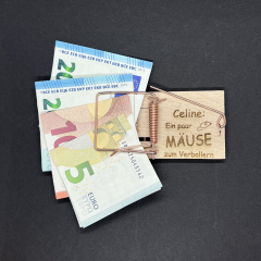 Mausefalle Geldgeschenk personalisiert