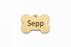 Hundemarke Knochen aus Holz groß