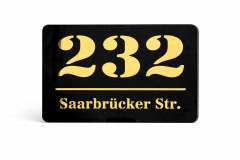 Hausnummernschild Acryl Schwarz mit Spiegelglas Gold oder Silber